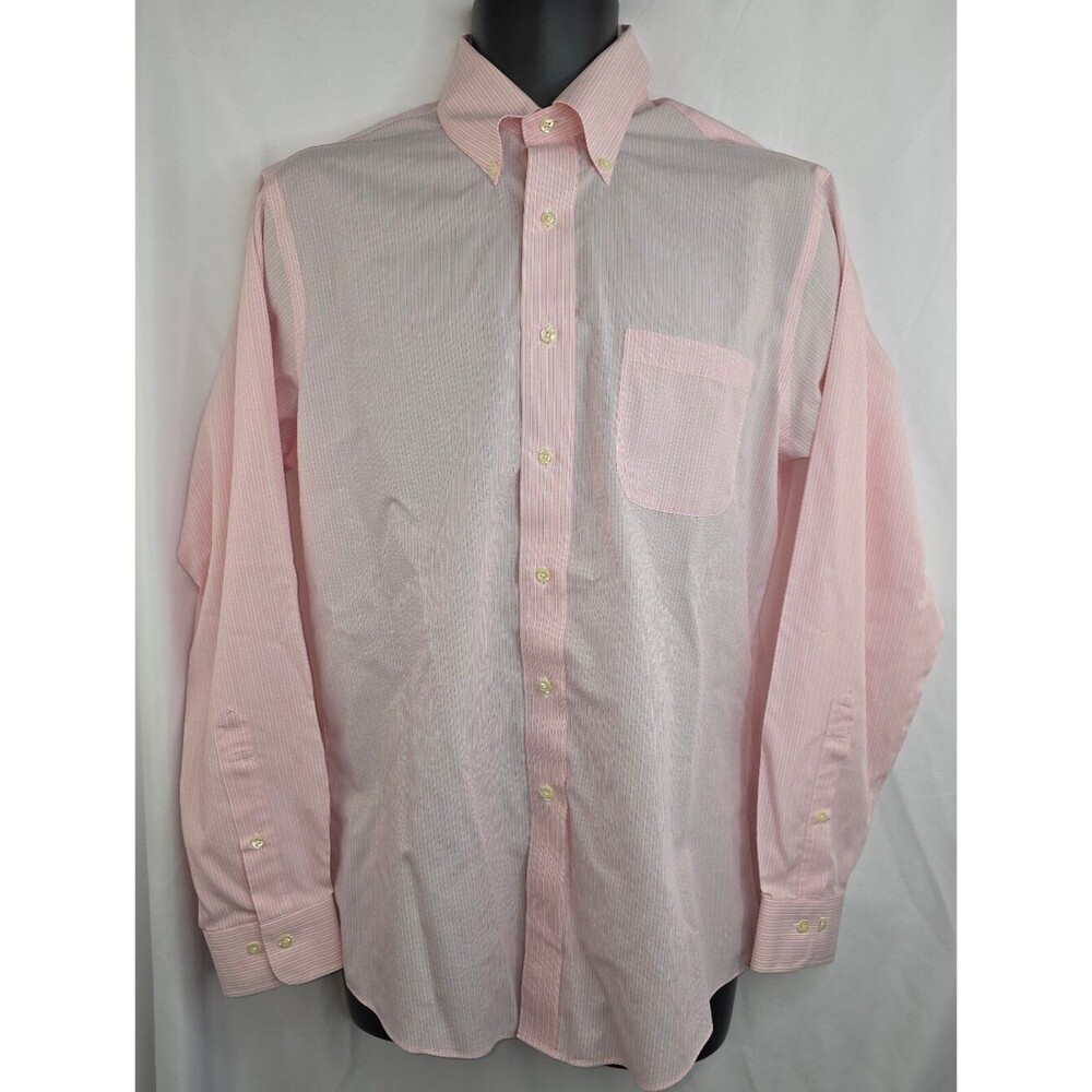 Brooks Brorhers 346 Pink Striped Button Down Shirt Size 15 1/2 4/5 CS-3625